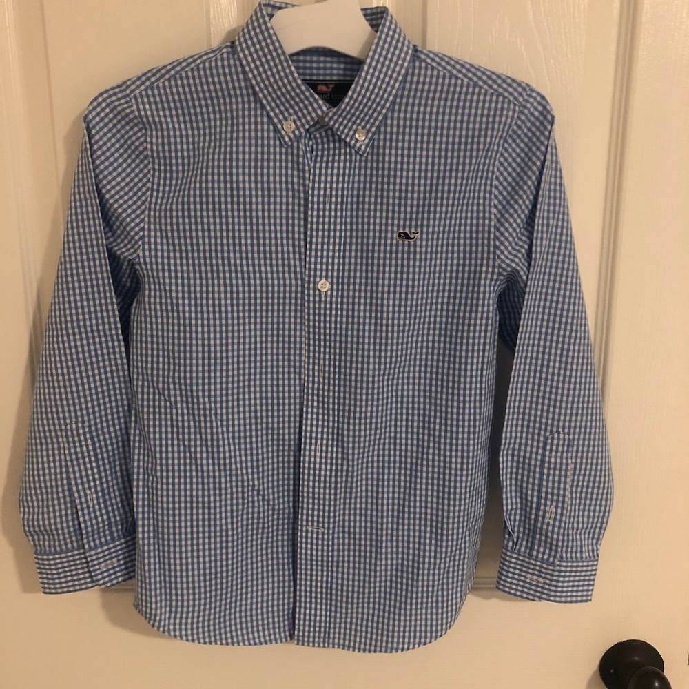 Vineyard Vines Boys’ Classic Gingham Whale Shirt
